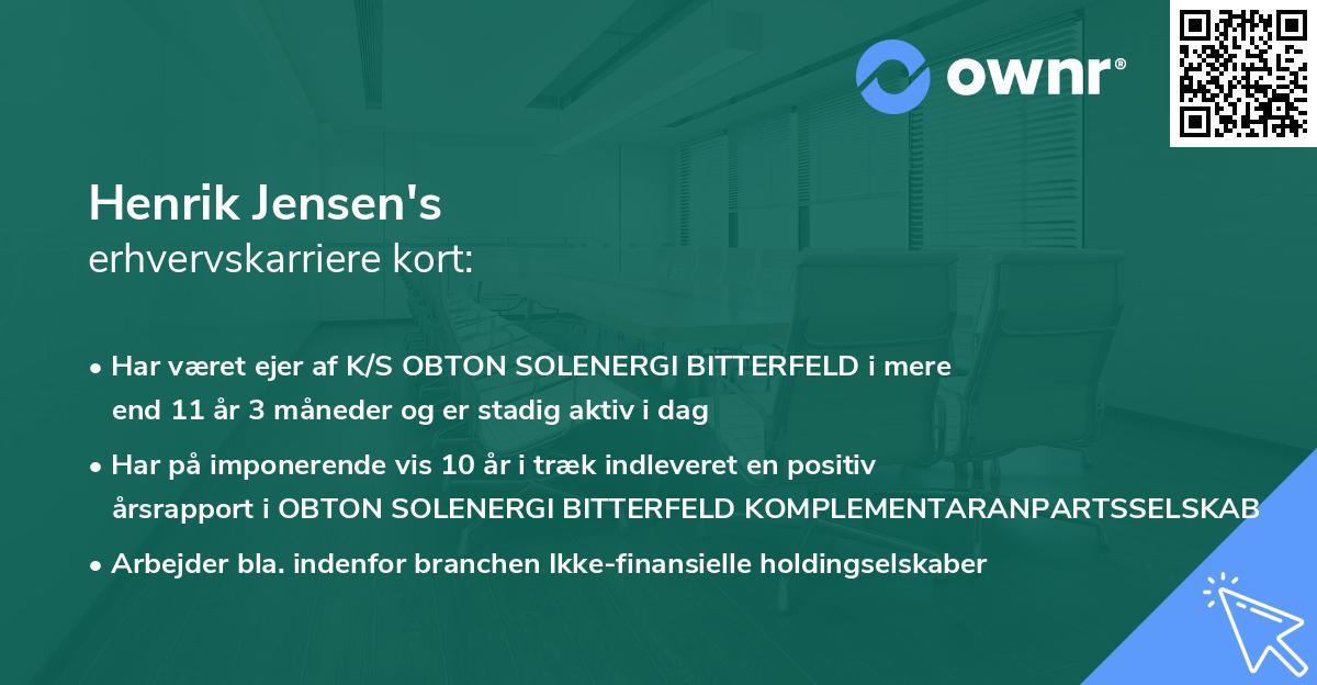 Henrik Jensen's erhvervskarriere kort