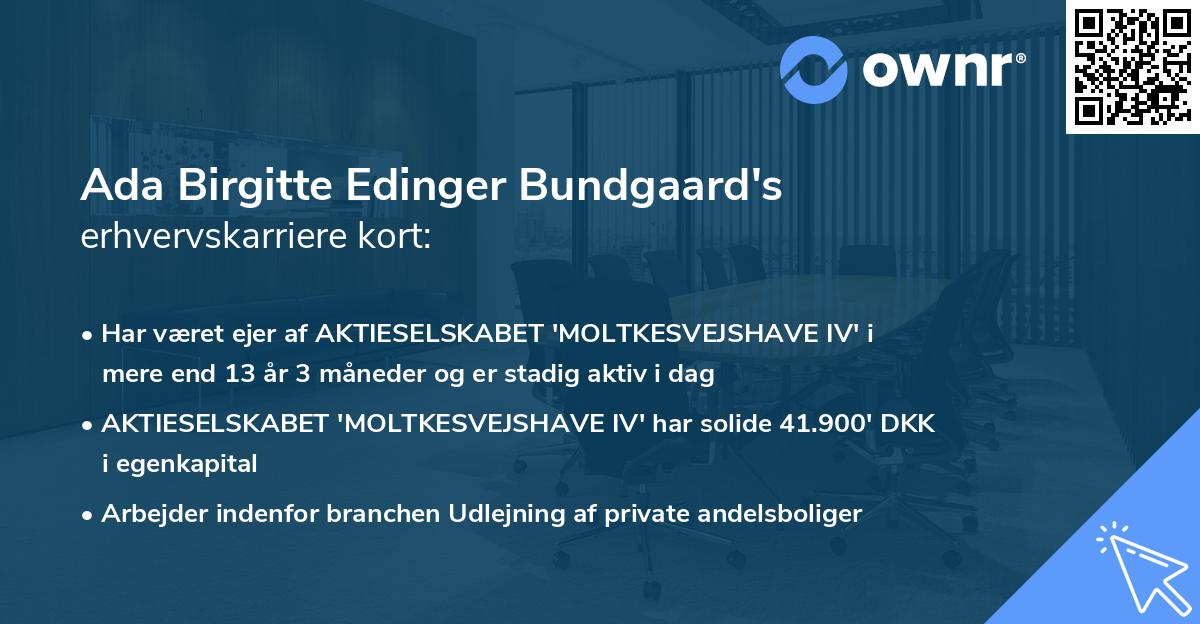 Ada Birgitte Edinger Bundgaard's erhvervskarriere kort