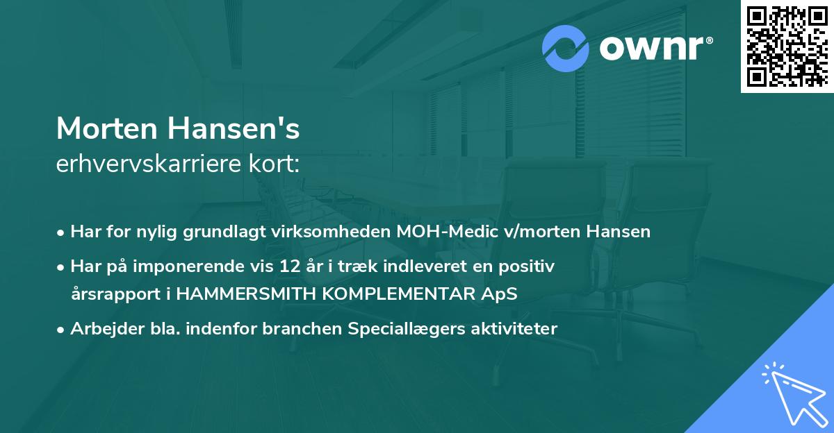 Morten Hansen's erhvervskarriere kort