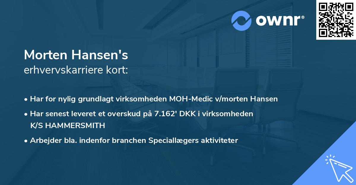 Morten Hansen's erhvervskarriere kort