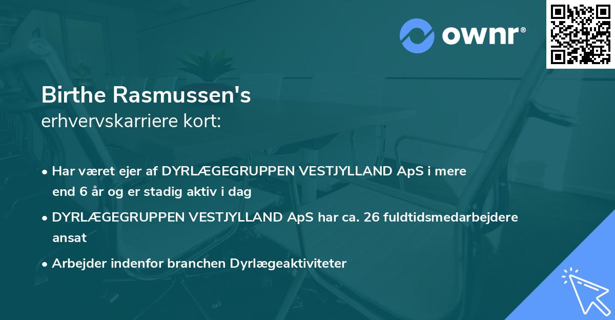 Birthe Rasmussen's erhvervskarriere kort