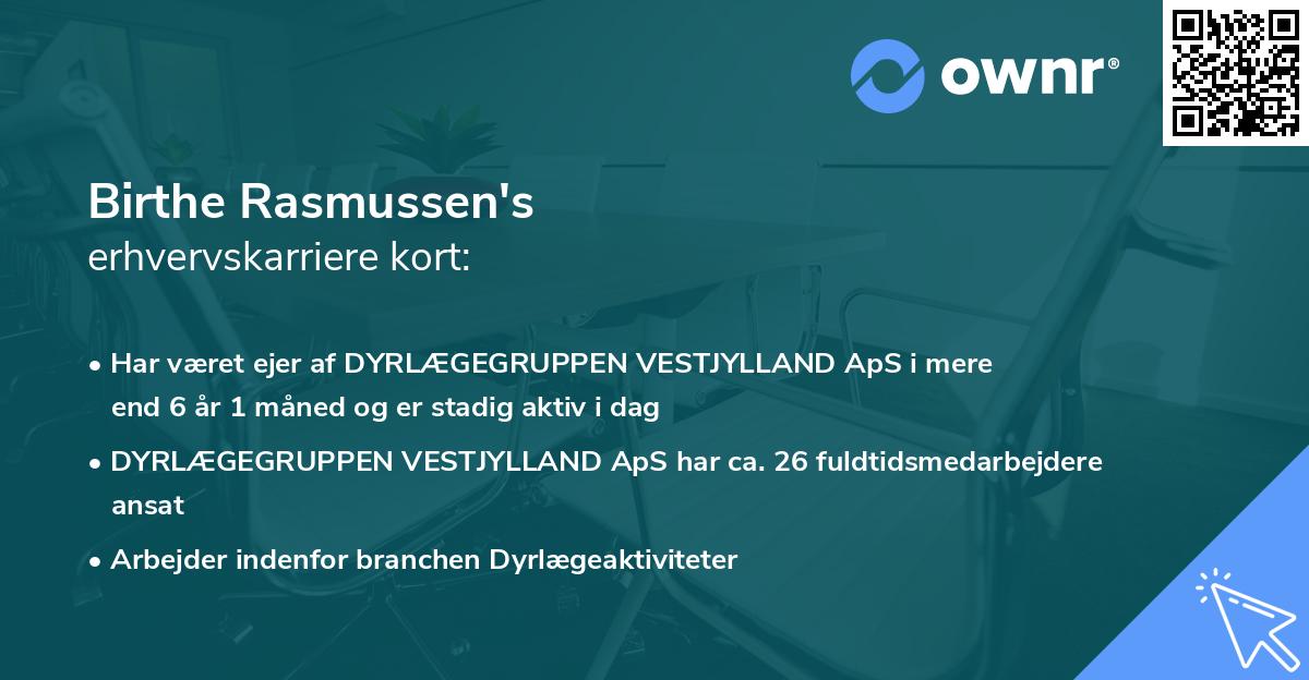 Birthe Rasmussen's erhvervskarriere kort