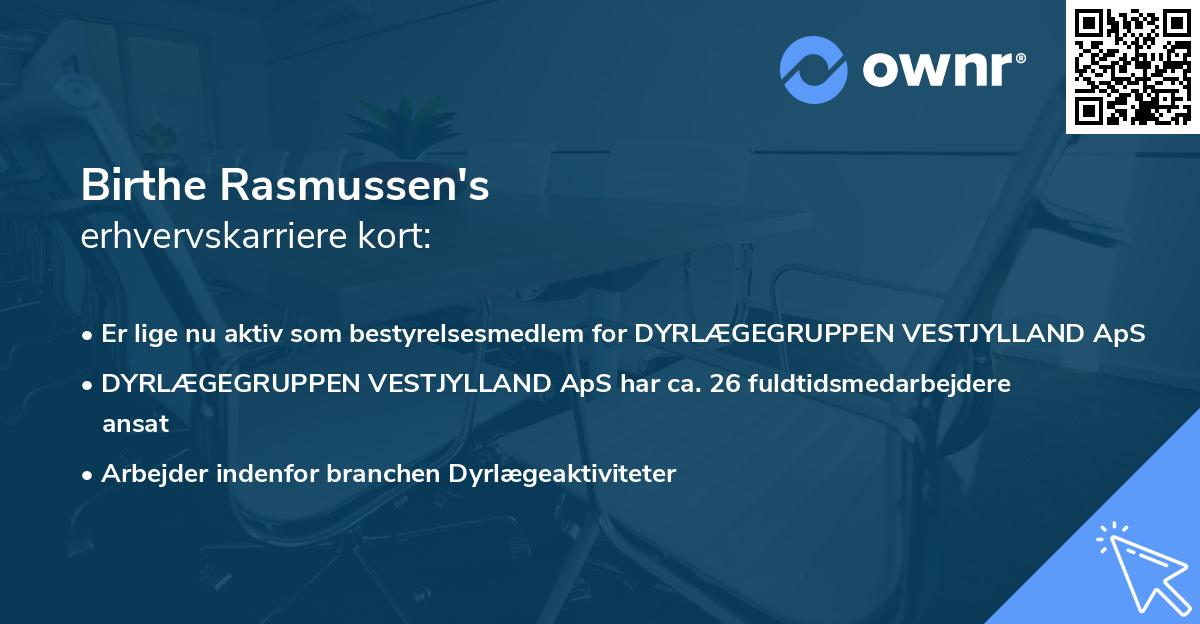 Birthe Rasmussen's erhvervskarriere kort