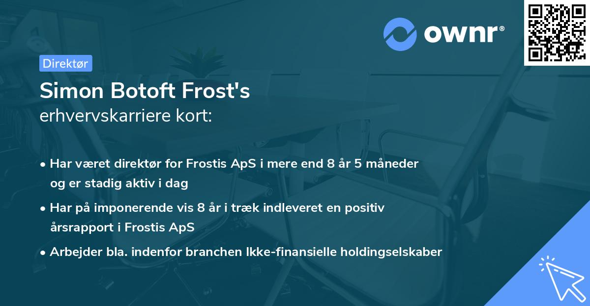 Simon Botoft Frost's erhvervskarriere kort