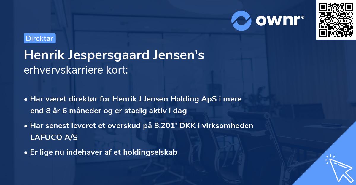 Henrik Jespersgaard Jensen's erhvervskarriere kort