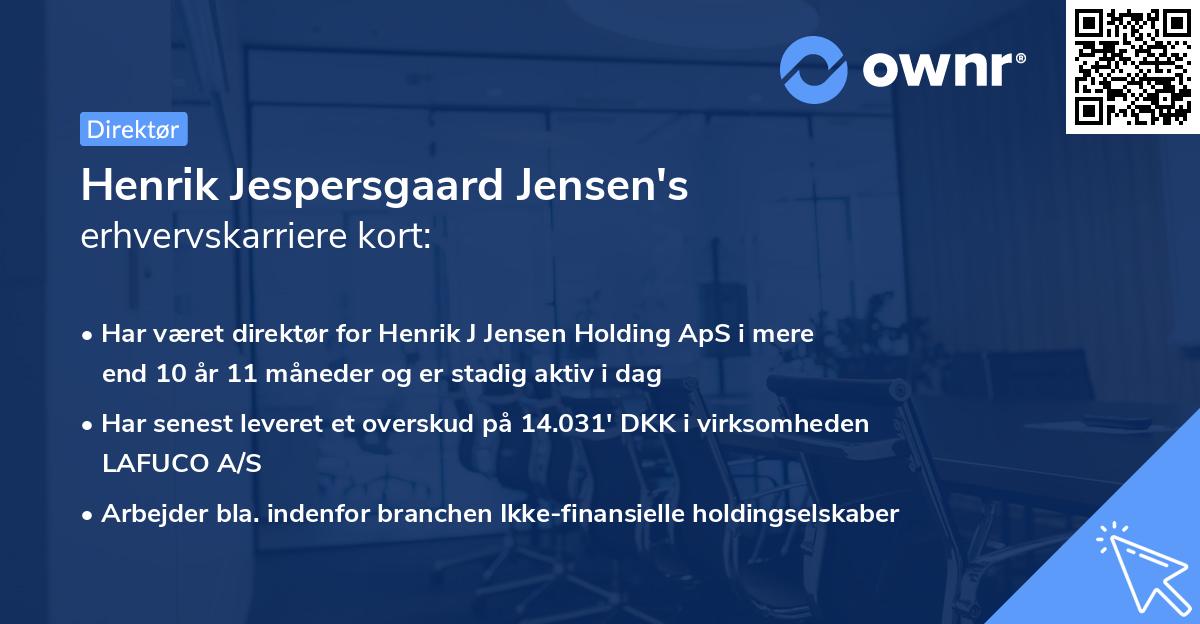 Henrik Jespersgaard Jensen's erhvervskarriere kort
