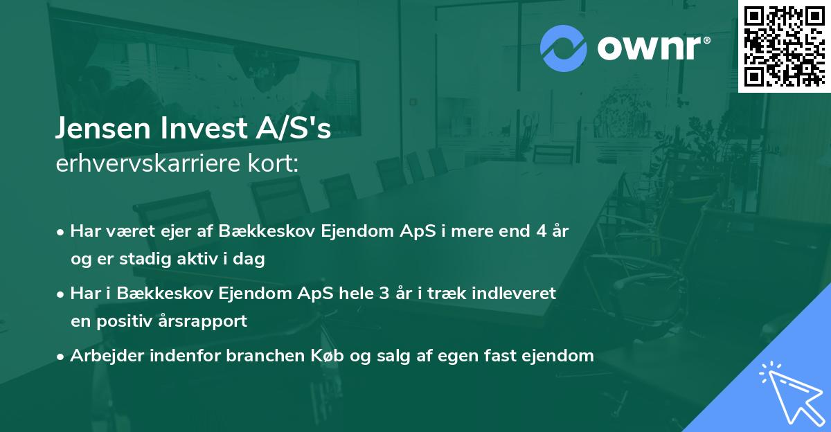 Jensen Invest A/S's erhvervskarriere kort