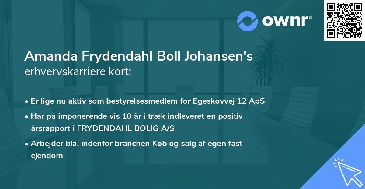 Amanda Frydendahl Boll Johansen's erhvervskarriere kort