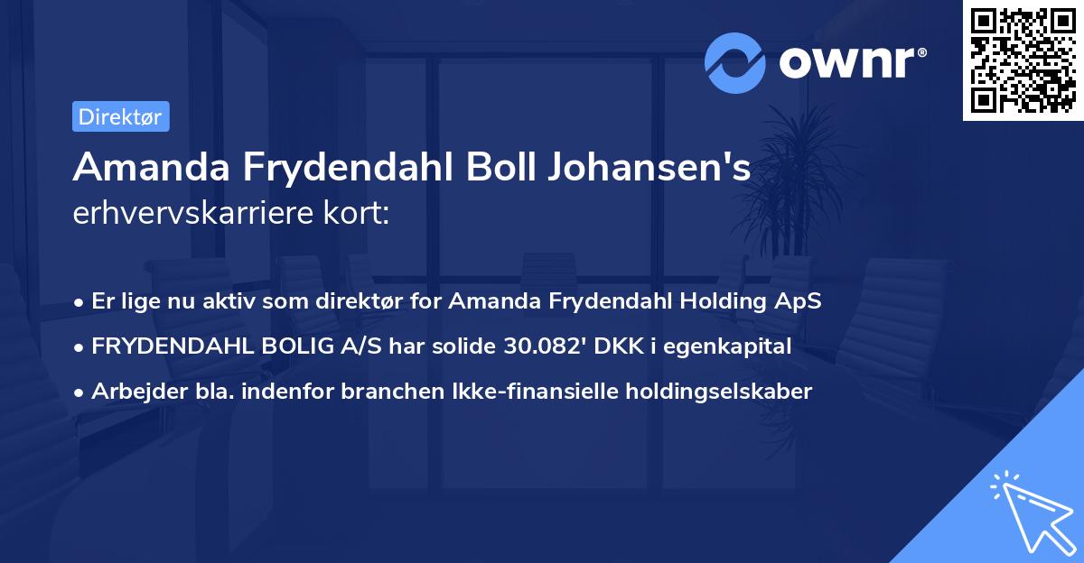 Amanda Frydendahl Boll Johansen's erhvervskarriere kort