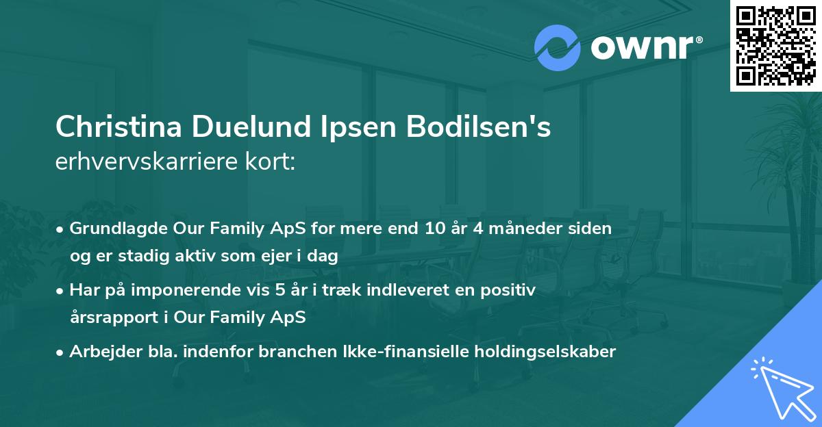 Christina Duelund Ipsen Bodilsen's erhvervskarriere kort