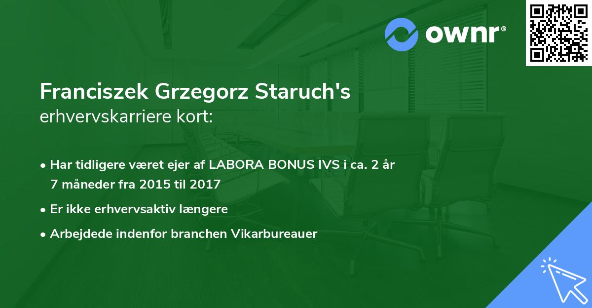 Franciszek Grzegorz Staruch's erhvervskarriere kort