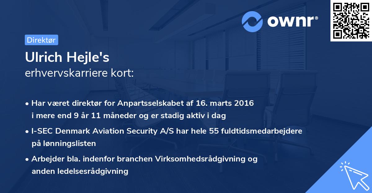 Ulrich Hejle's erhvervskarriere kort
