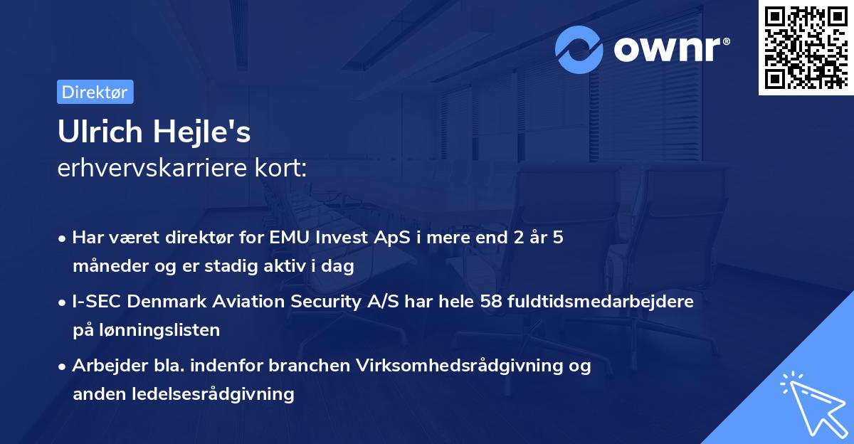 Ulrich Hejle's erhvervskarriere kort