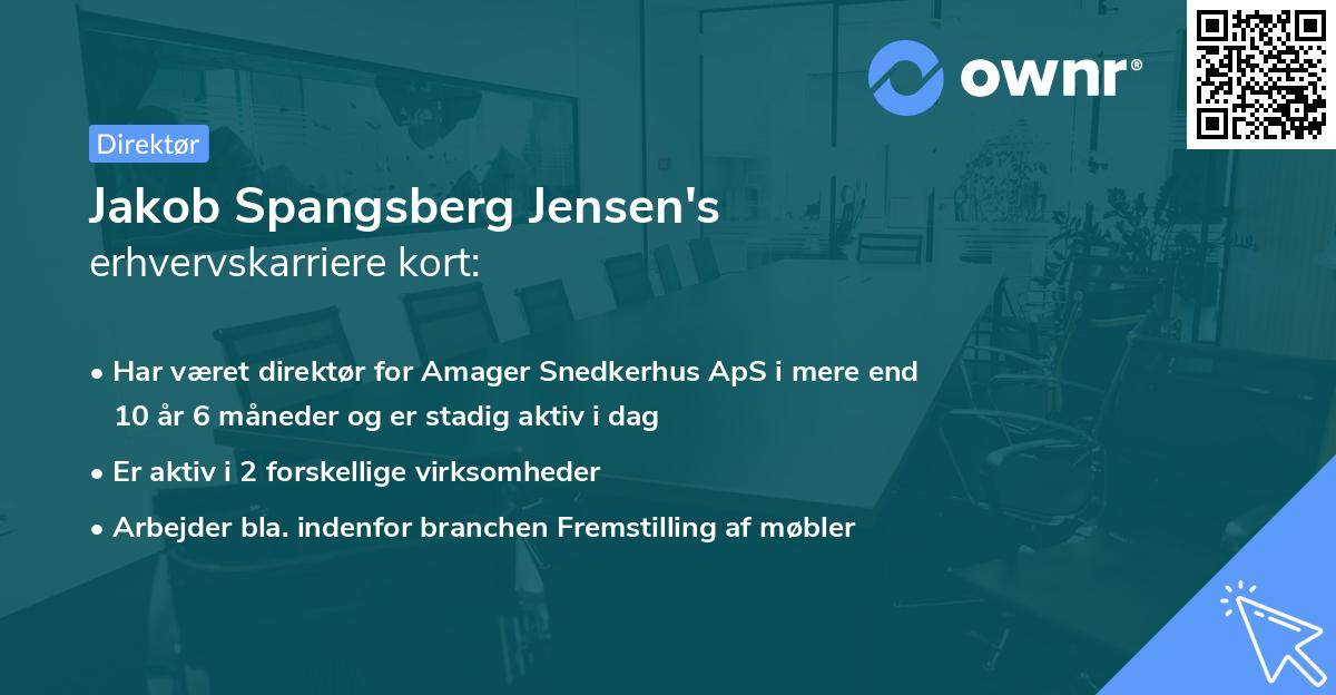 Jakob Spangsberg Jensen's erhvervskarriere kort