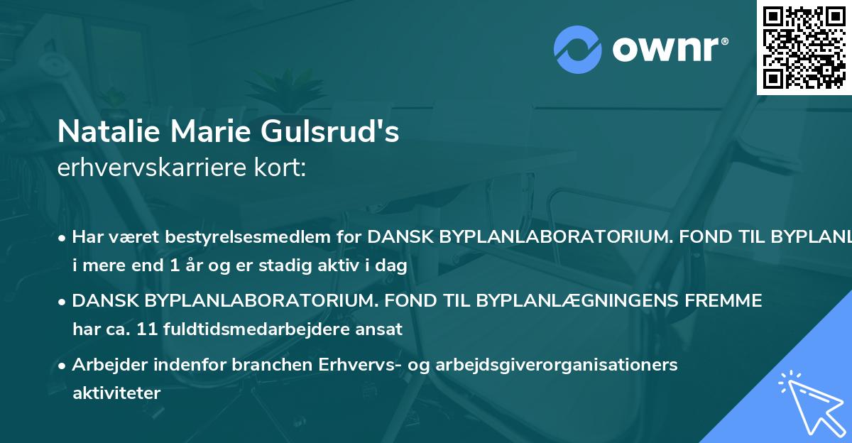 Natalie Marie Gulsrud's erhvervskarriere kort