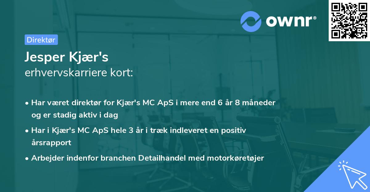 Jesper Kjær's erhvervskarriere kort