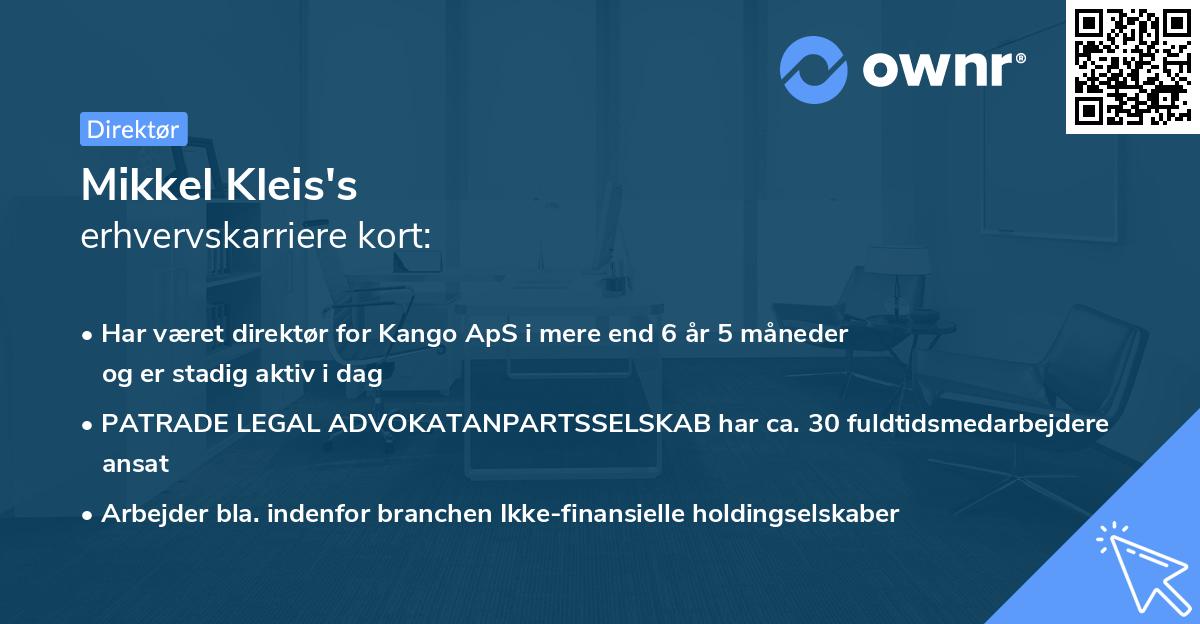 Mikkel Kleis's erhvervskarriere kort
