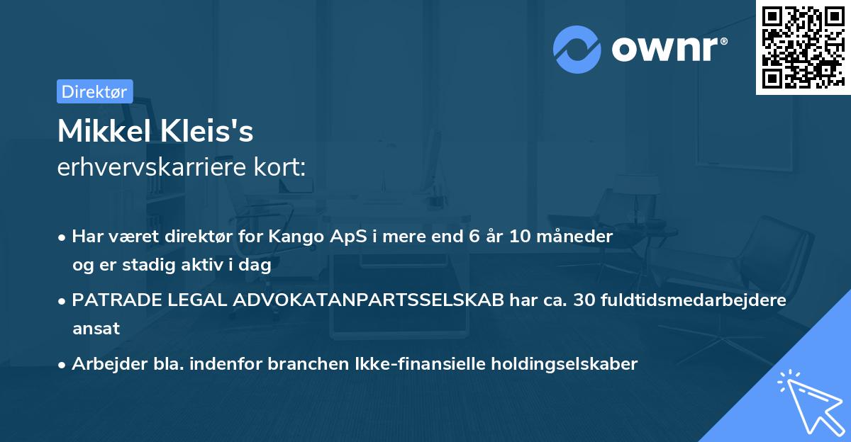 Mikkel Kleis's erhvervskarriere kort