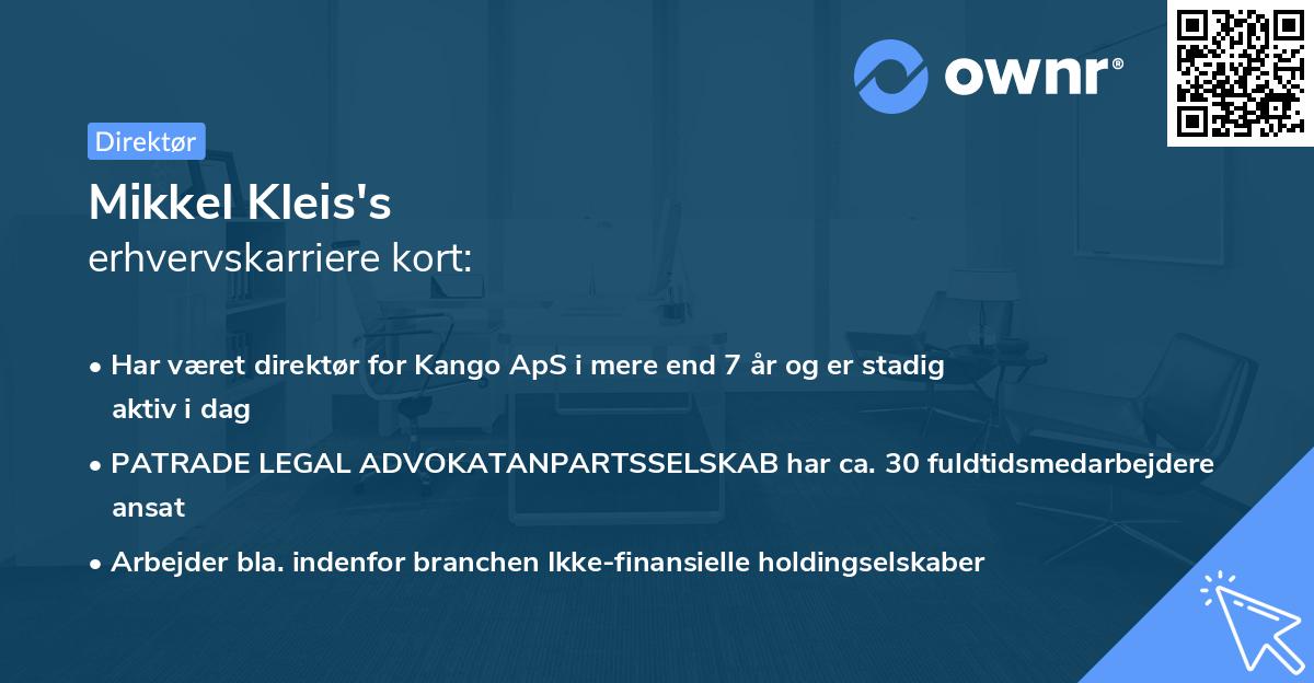 Mikkel Kleis's erhvervskarriere kort