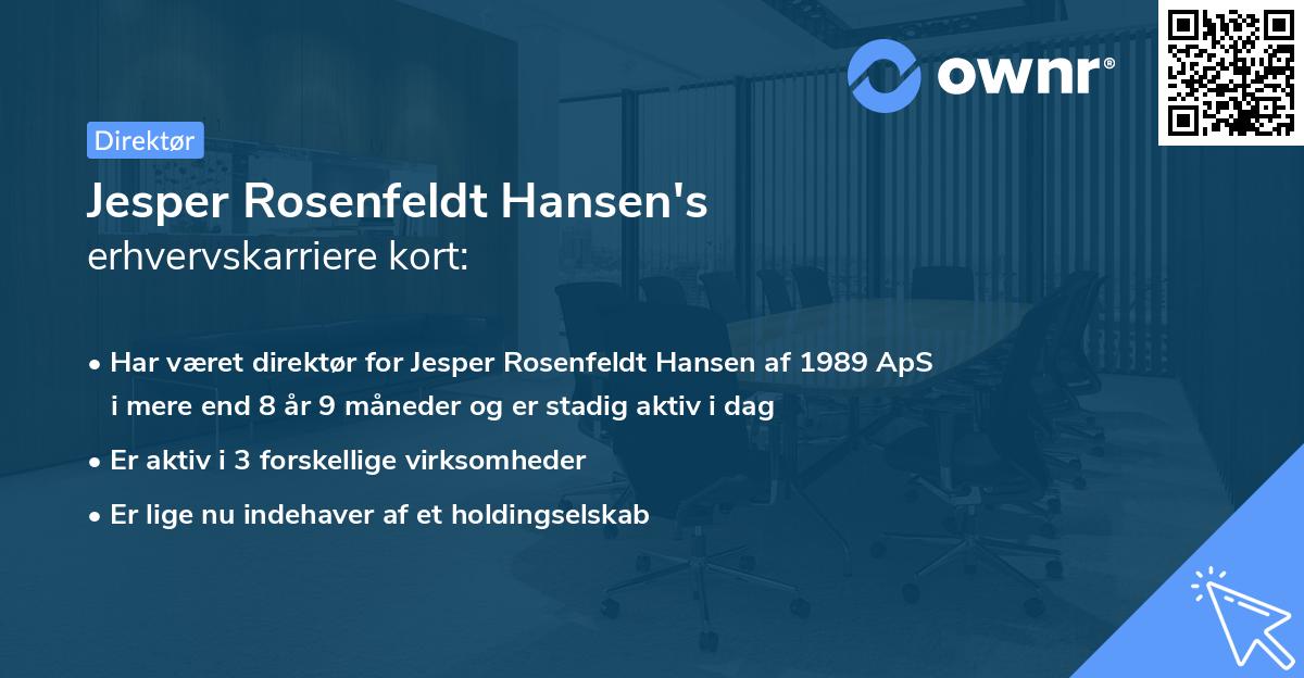 Jesper Rosenfeldt Hansen's erhvervskarriere kort