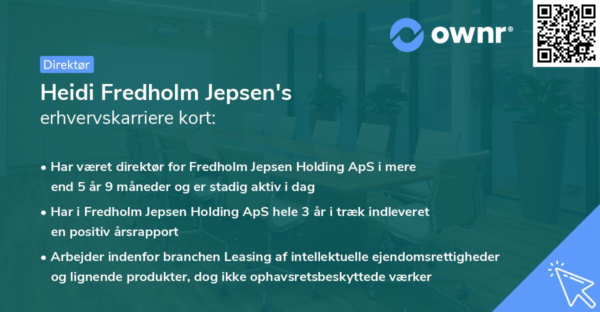 Heidi Fredholm Jepsen's erhvervskarriere kort