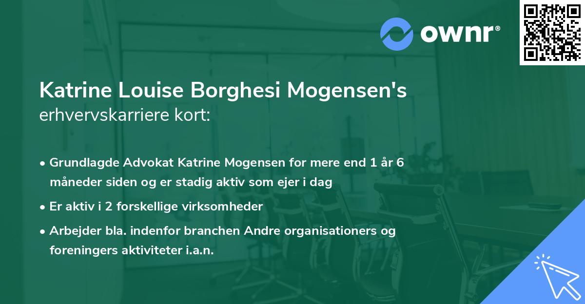 Katrine Louise Borghesi Mogensen's erhvervskarriere kort