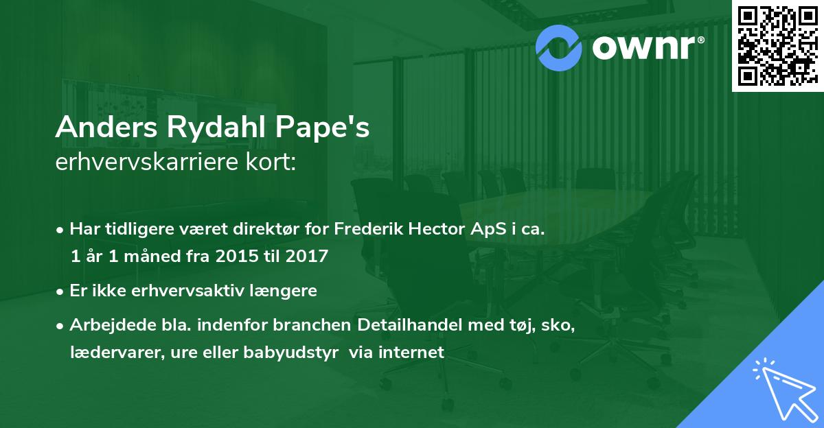Anders Rydahl Pape's erhvervskarriere kort