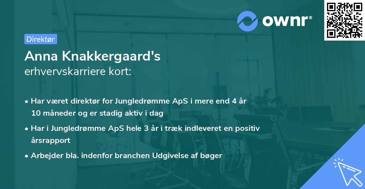 Anna Knakkergaard's erhvervskarriere kort