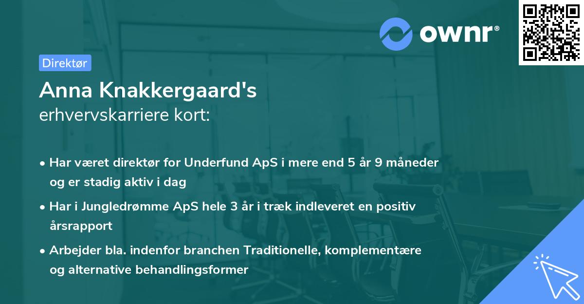 Anna Knakkergaard's erhvervskarriere kort