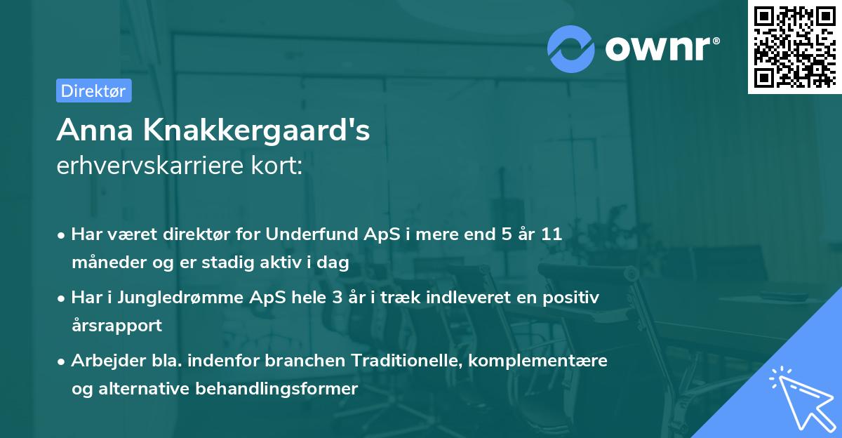 Anna Knakkergaard's erhvervskarriere kort