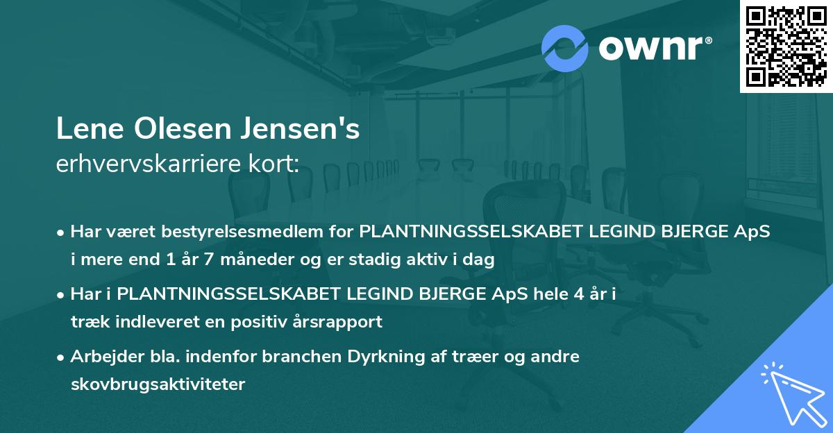 Lene Olesen Jensen's erhvervskarriere kort