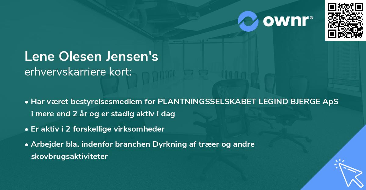 Lene Olesen Jensen's erhvervskarriere kort