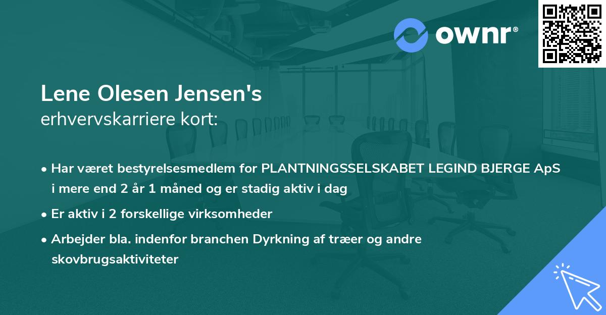 Lene Olesen Jensen's erhvervskarriere kort