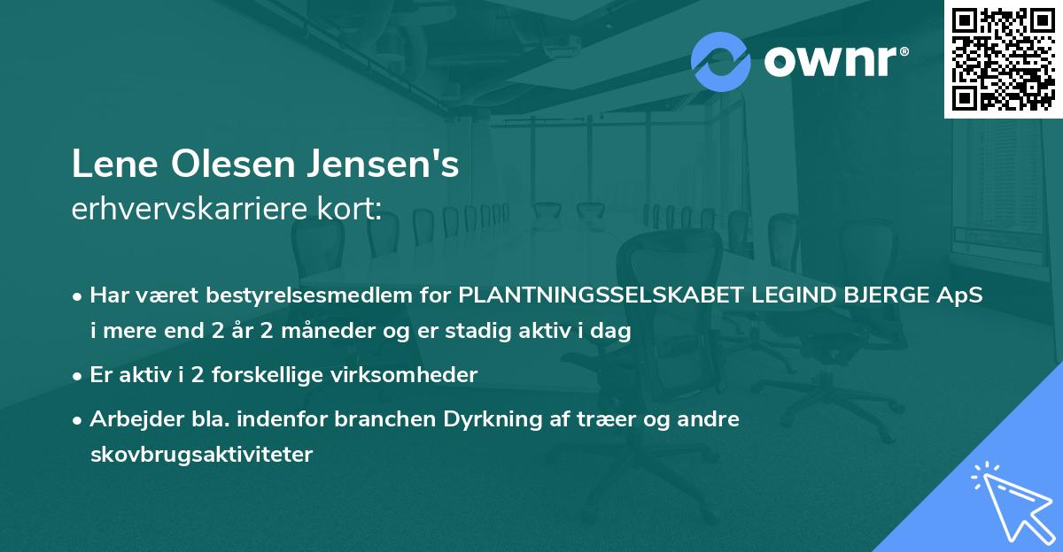 Lene Olesen Jensen's erhvervskarriere kort