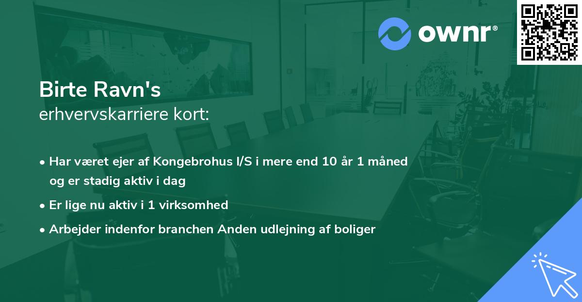 Birte Ravn's erhvervskarriere kort