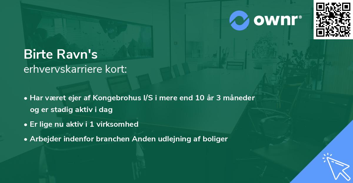 Birte Ravn's erhvervskarriere kort