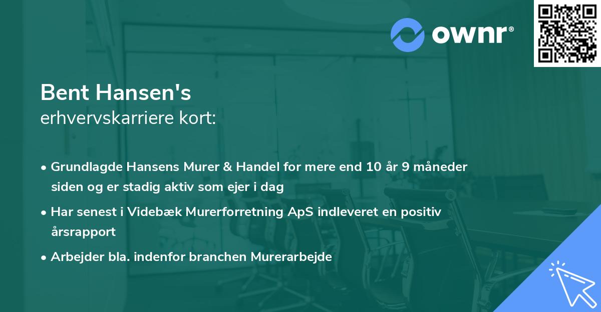 Bent Hansen's erhvervskarriere kort