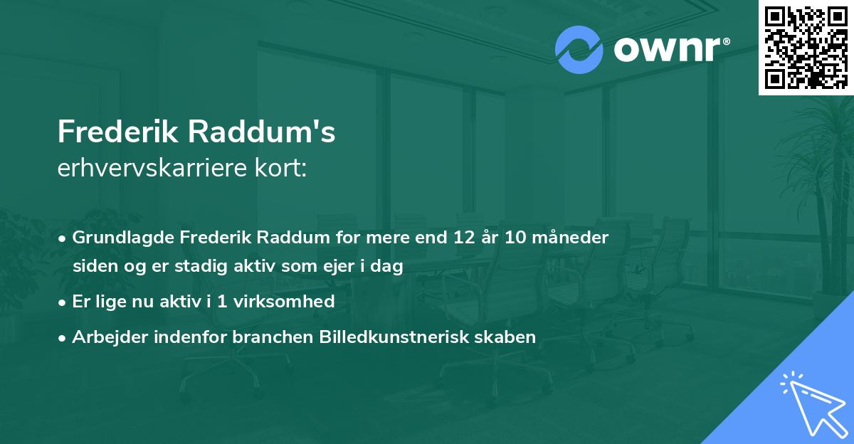 Frederik Raddum's erhvervskarriere kort