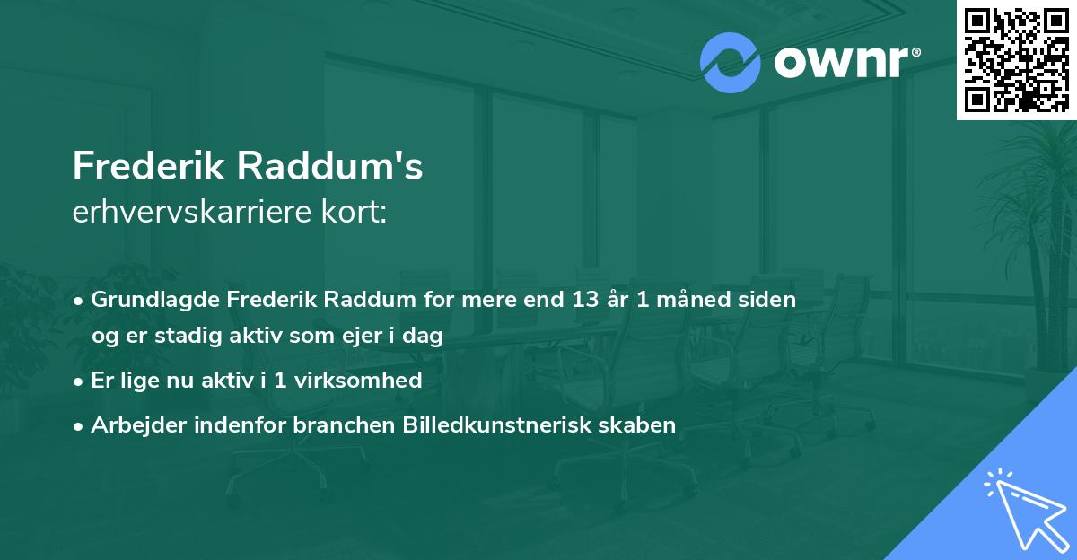 Frederik Raddum's erhvervskarriere kort