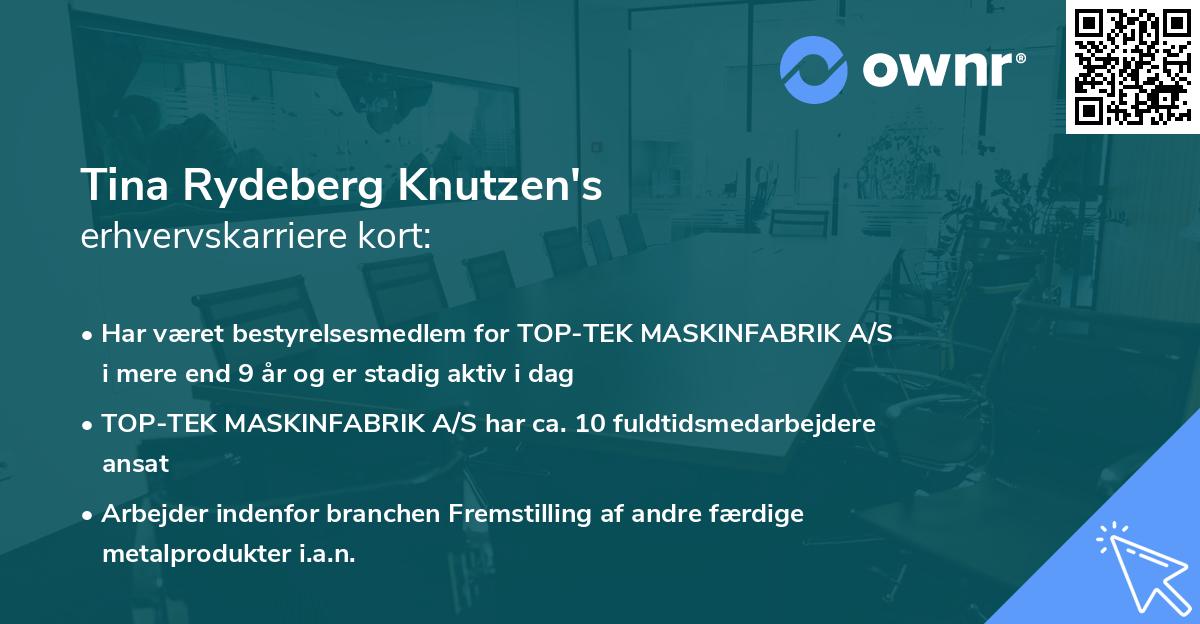 Tina Rydeberg Knutzen's erhvervskarriere kort