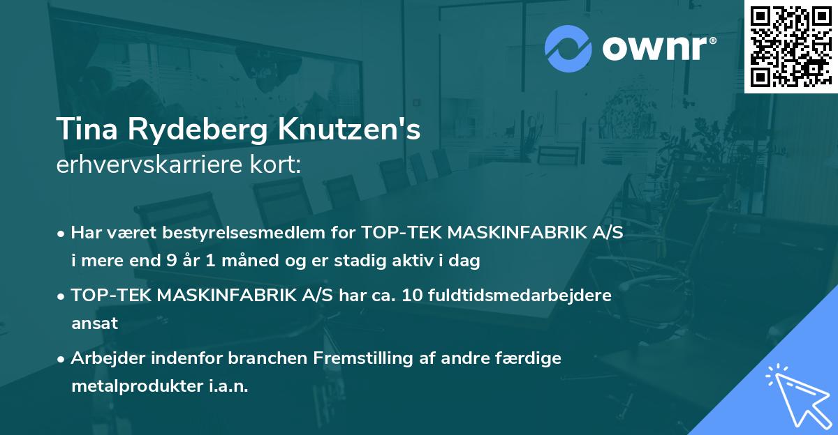 Tina Rydeberg Knutzen's erhvervskarriere kort