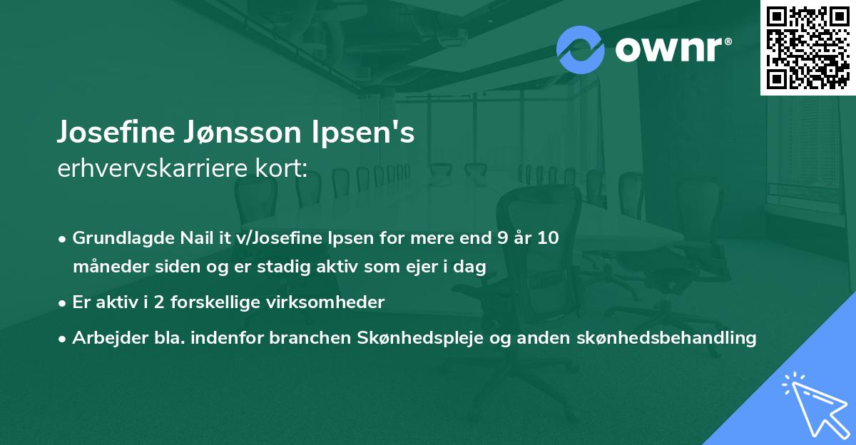Josefine Jønsson Ipsen's erhvervskarriere kort