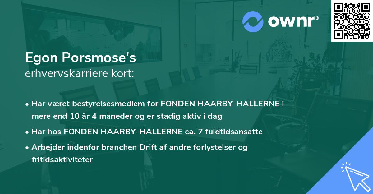 Egon Porsmose's erhvervskarriere kort