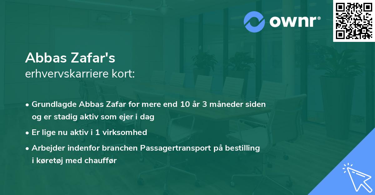 Abbas Zafar's erhvervskarriere kort