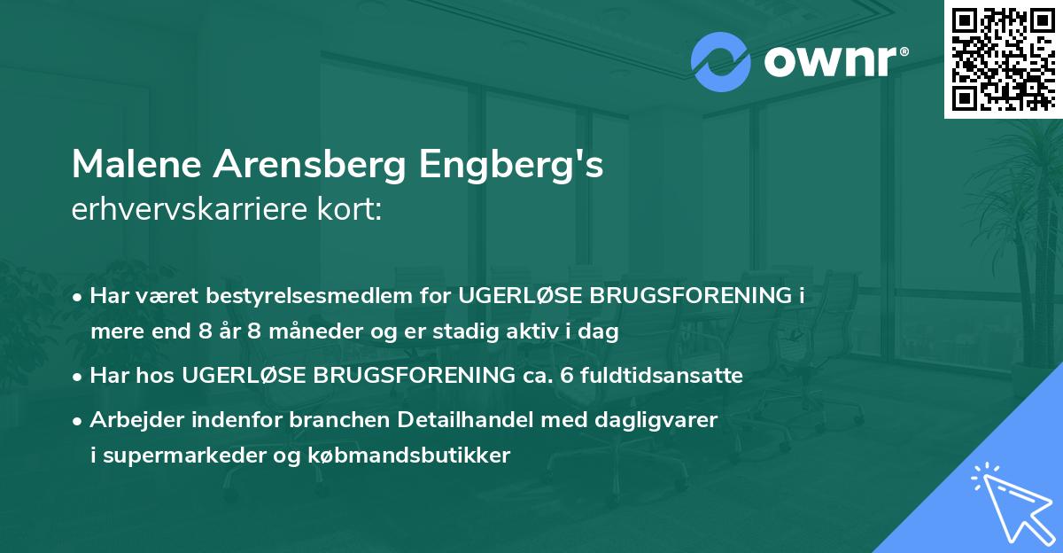 Malene Arensberg Engberg's erhvervskarriere kort