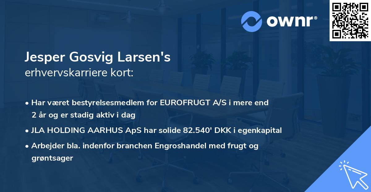 Jesper Gosvig Larsen's erhvervskarriere kort