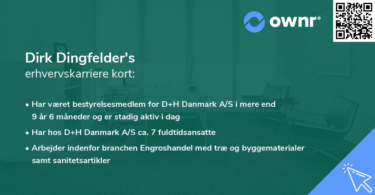 Dirk Dingfelder's erhvervskarriere kort