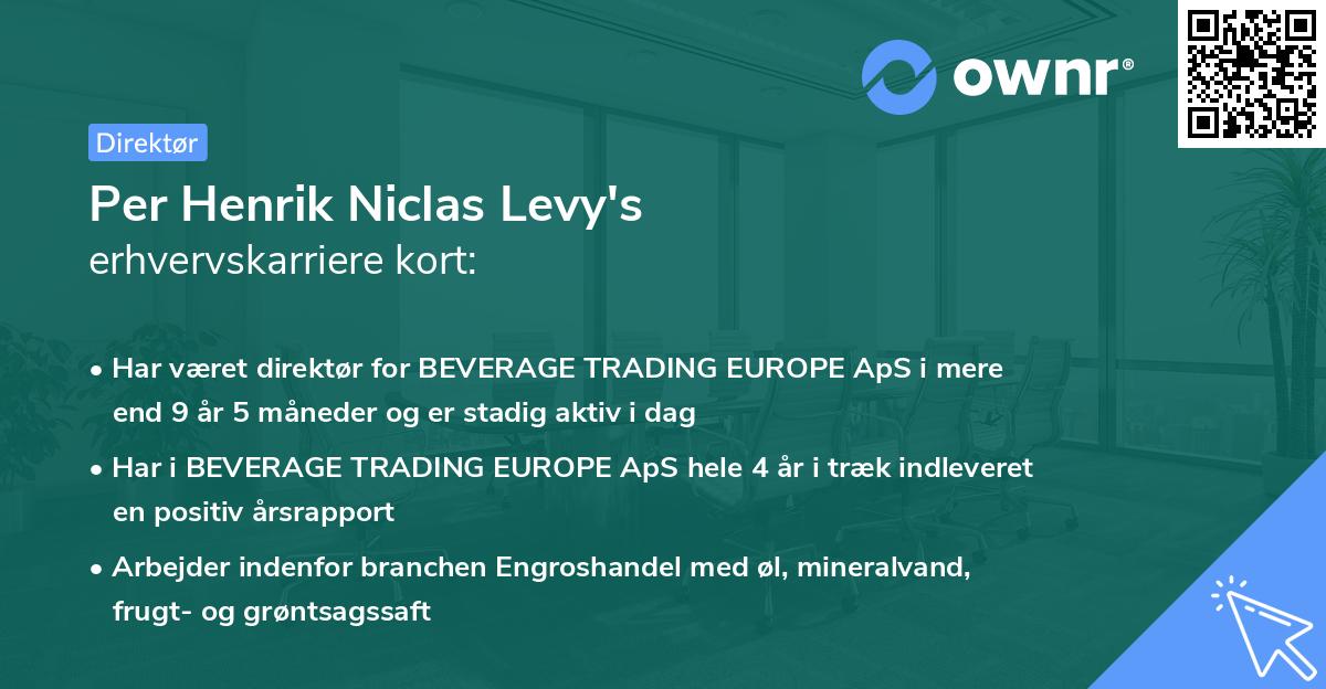 Per Henrik Niclas Levy's erhvervskarriere kort