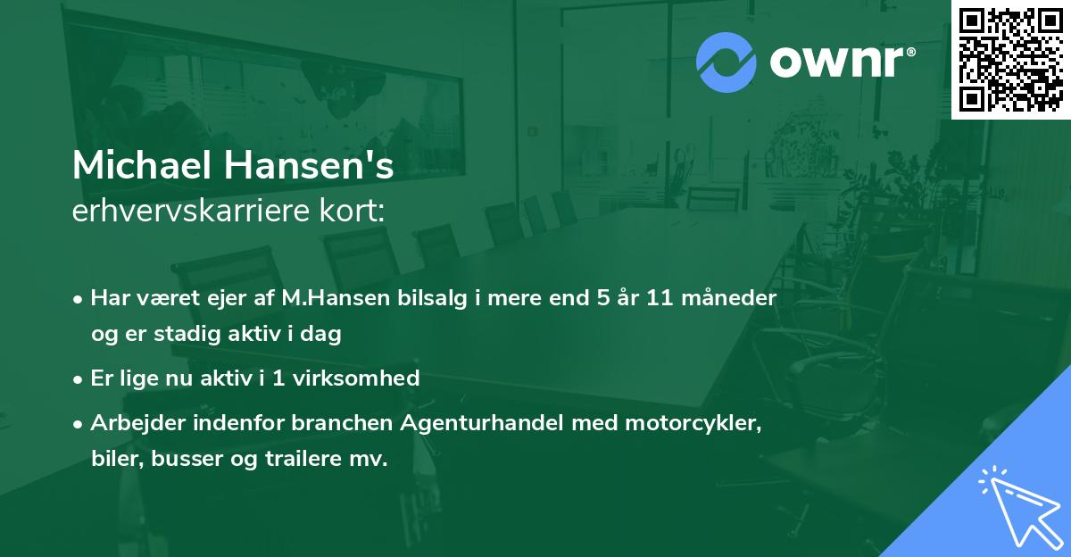 Michael Hansen's erhvervskarriere kort