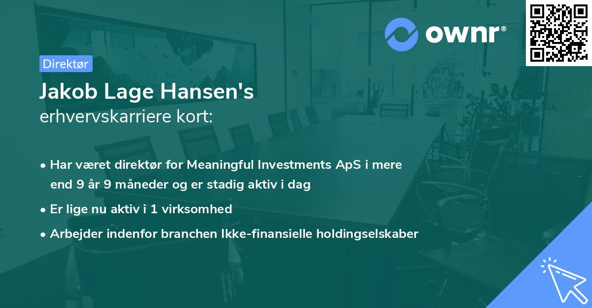 Jakob Lage Hansen's erhvervskarriere kort